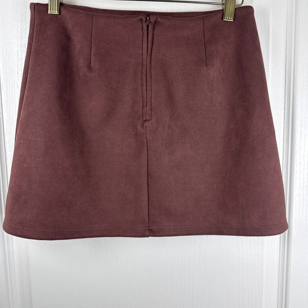 Altar'd State Brown Faux Suede Mini Skirt S A-Line Western Coastal Cowgirl